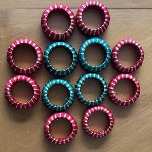 Red and Green Striped Bangles napkin rings
